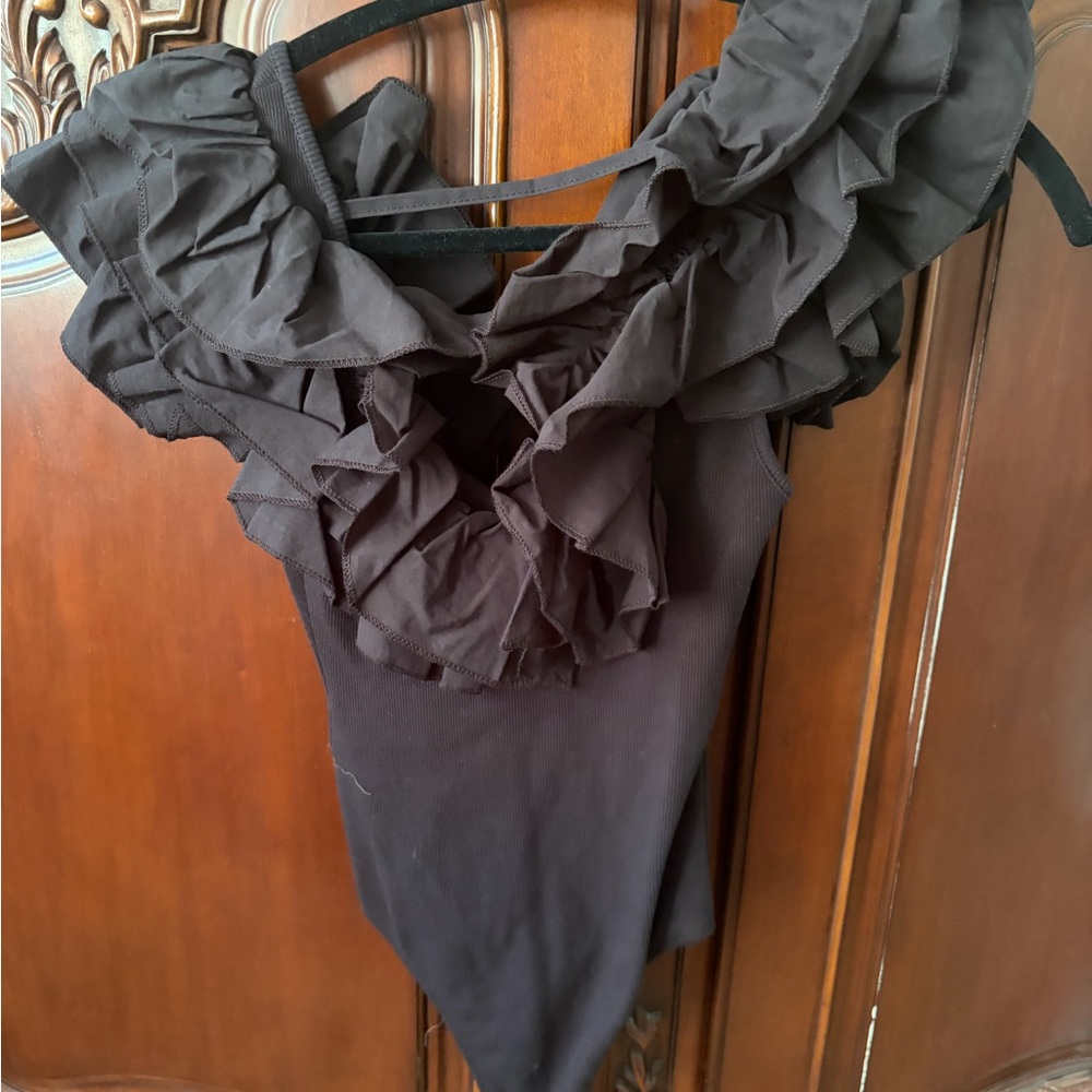 Zara Black Ruffle Detail Bodysuit